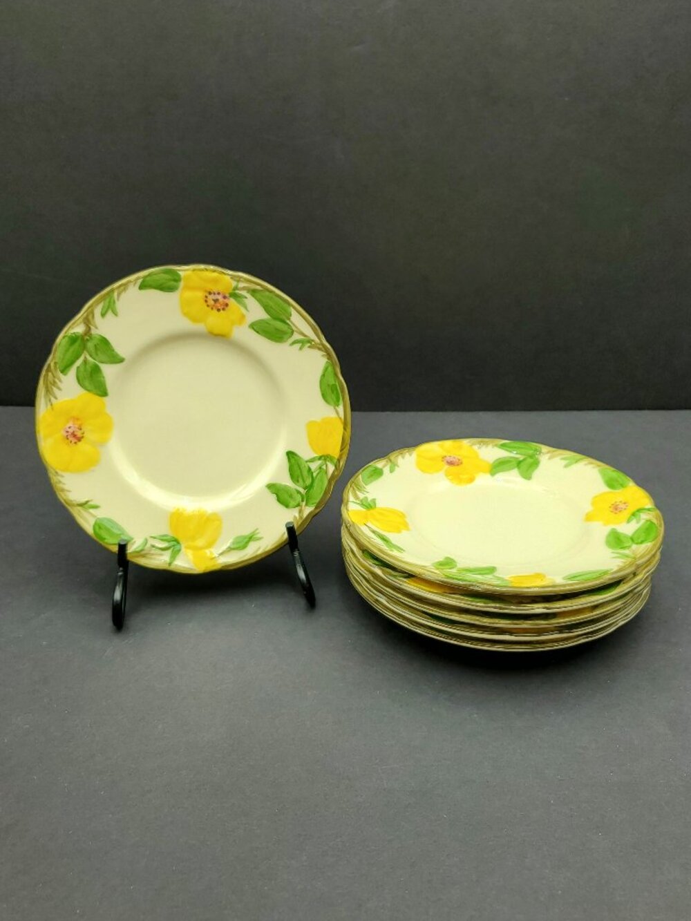 Franciscan Meadow Rose Bread & Butter Plates Yellow Desert Rose Appetizer Plates